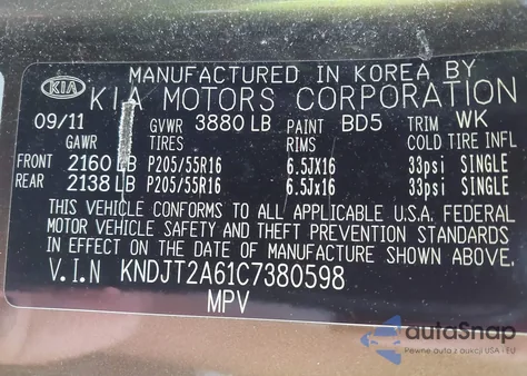 2012 Kia Soul + z USA, uszkodzony, nr VIN KNDJT2A61C7380598